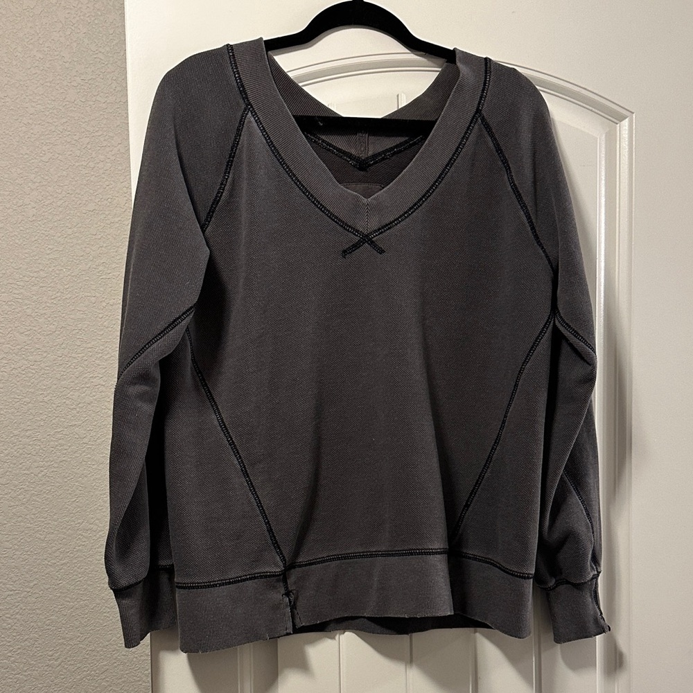 Aerie Charcoal V-Neck Sweater for women